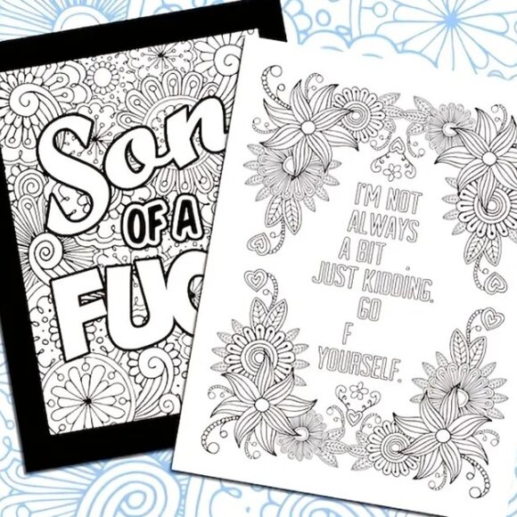Adult & Teen Swearing Coloring Book with bad words and flowers - Picture 2 of 2